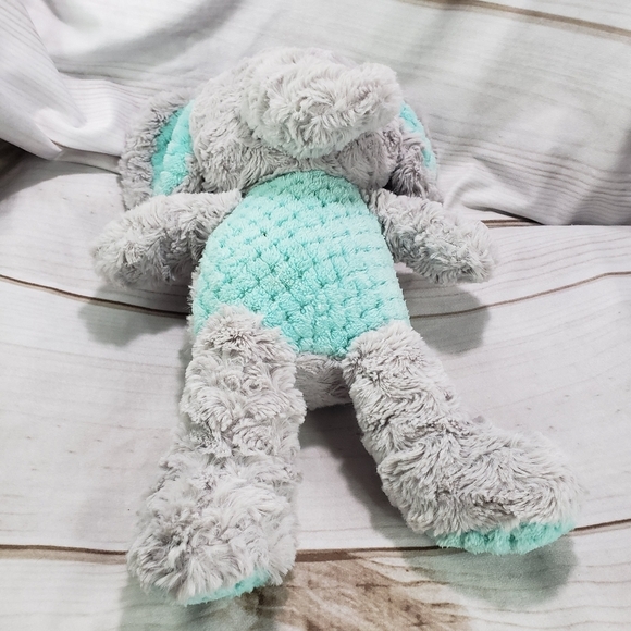 🌞SOLD🌞Spark Create Imagine Gray Teal Elephant Plush Toy Rattle Crinkle 15 Inch - Picture 5 of 9